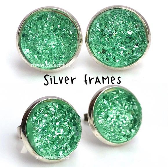 3 for 15🎀chunky mint Druzy style earrings - Picture 4 of 9
